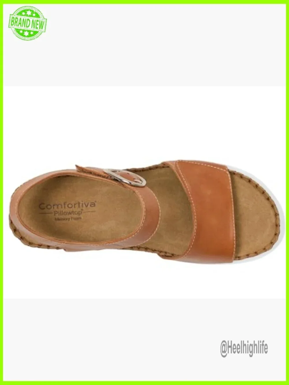 Leather Wedge Sandals with Cork Footbed, Adjustable Hook & Loop Strap